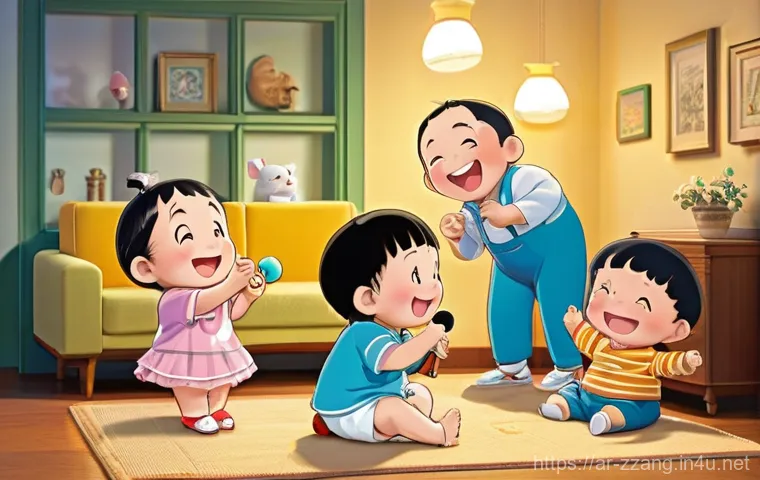 짱구 오프닝과 엔딩 곡의 변화 - **Prompt 1: Childhood Melodies and Nostalgia**
A heartwarming illustration of Shin-chan, his par...