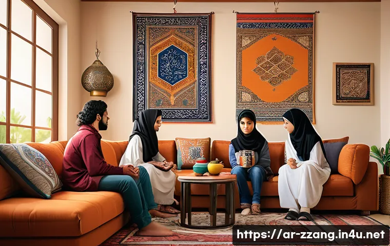 짱구 방송 금지 에피소드 - A vibrant and culturally respectful scene depicting a diverse group of Arab teenagers watching anime...